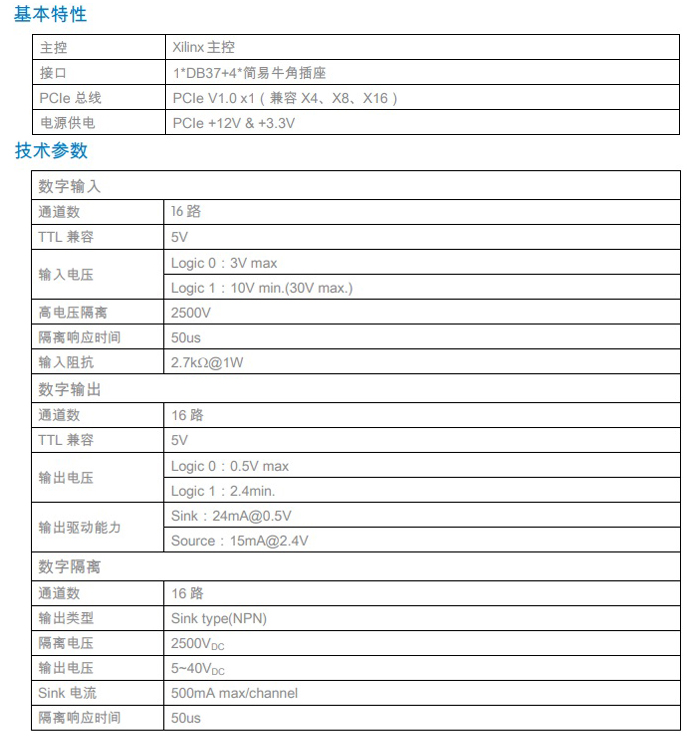 PCIE-1655 32路带隔离保护及中断功能的数字 I/O卡